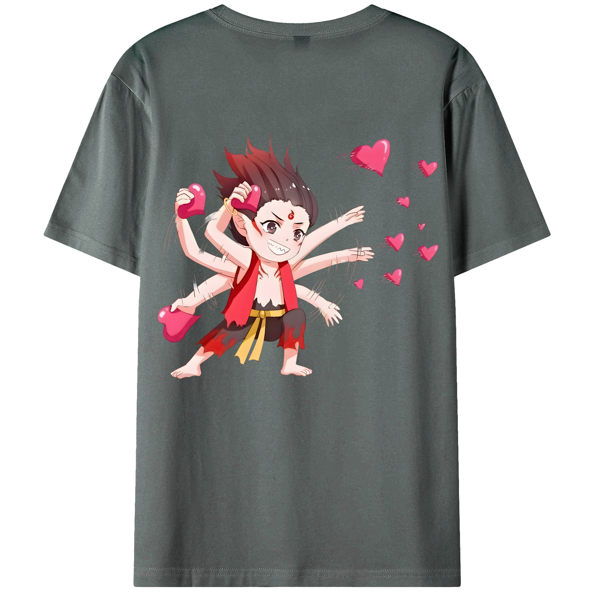 （画像用） Ne Zha 2 ナタ 魔童の大暴れ 綿100％ メンズ半袖Tシャツ（バックプリント） 通気性